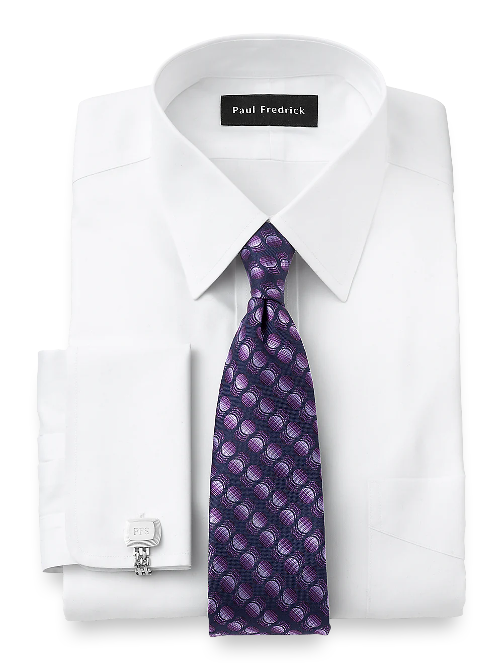 Tailored Fit Impeccable Non-Iron Cotton Straight Collar French Cuff Dress Shirt - White