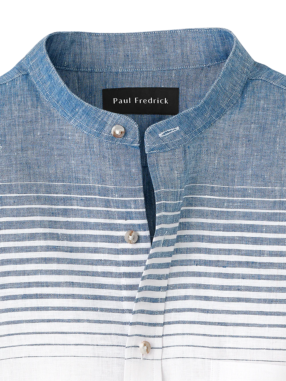 Linen Horizontal Stripe Casual Shirt - Orange/blue