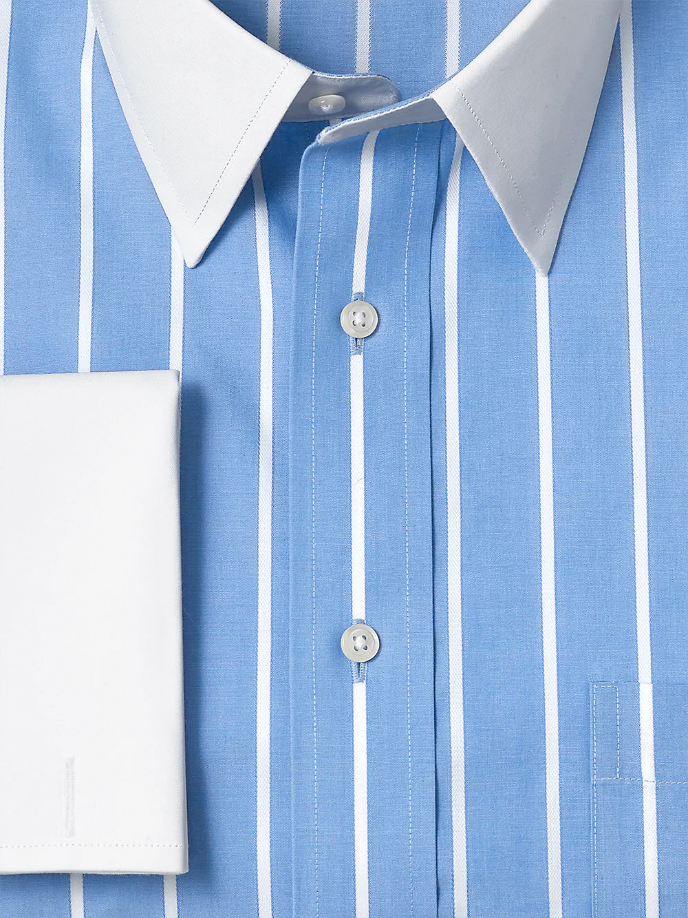 Non-Iron Cotton Stripe Dress Shirt - Blue