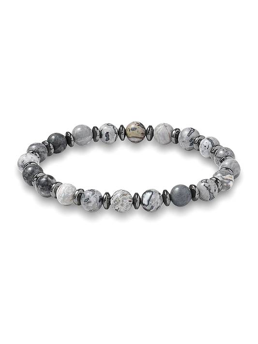 Semi Precious Bead Bracelet - Grey Multi