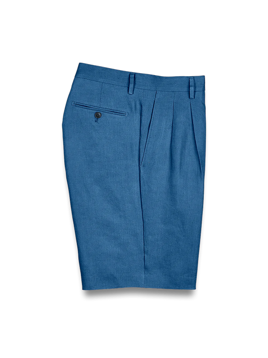 Linen Pleated Shorts - Indigo