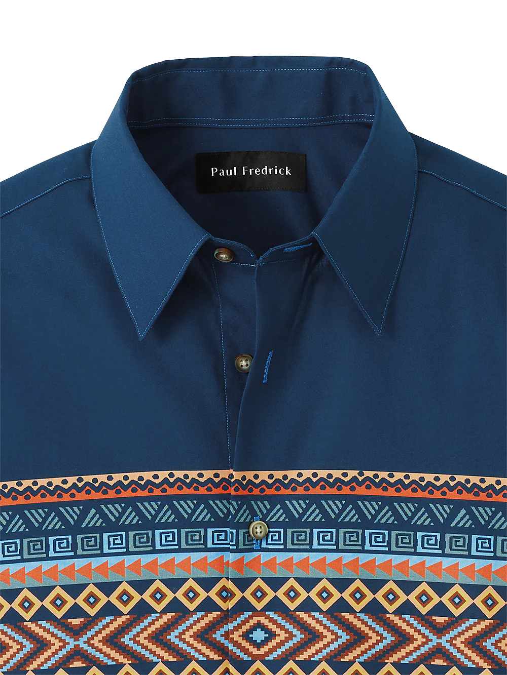 Cotton Stripe Print Casual Shirt - Navy