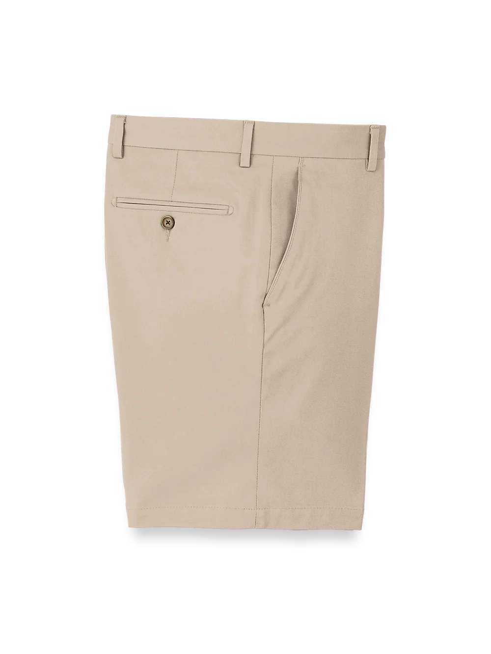 Cotton Stretch Twill Flat Front Shorts - Khaki