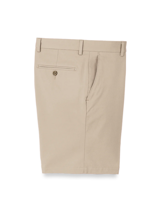 Cotton Stretch Twill Flat Front Shorts - Khaki