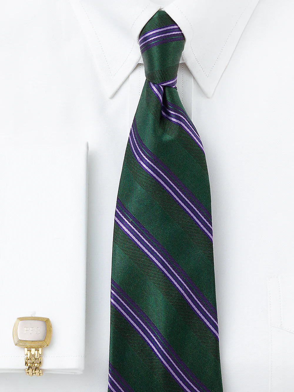 Stripe Woven Silk Tie - Green