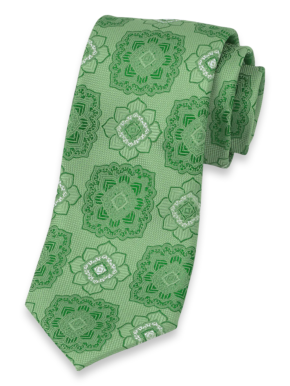 Medallion Woven Silk Tie - Green