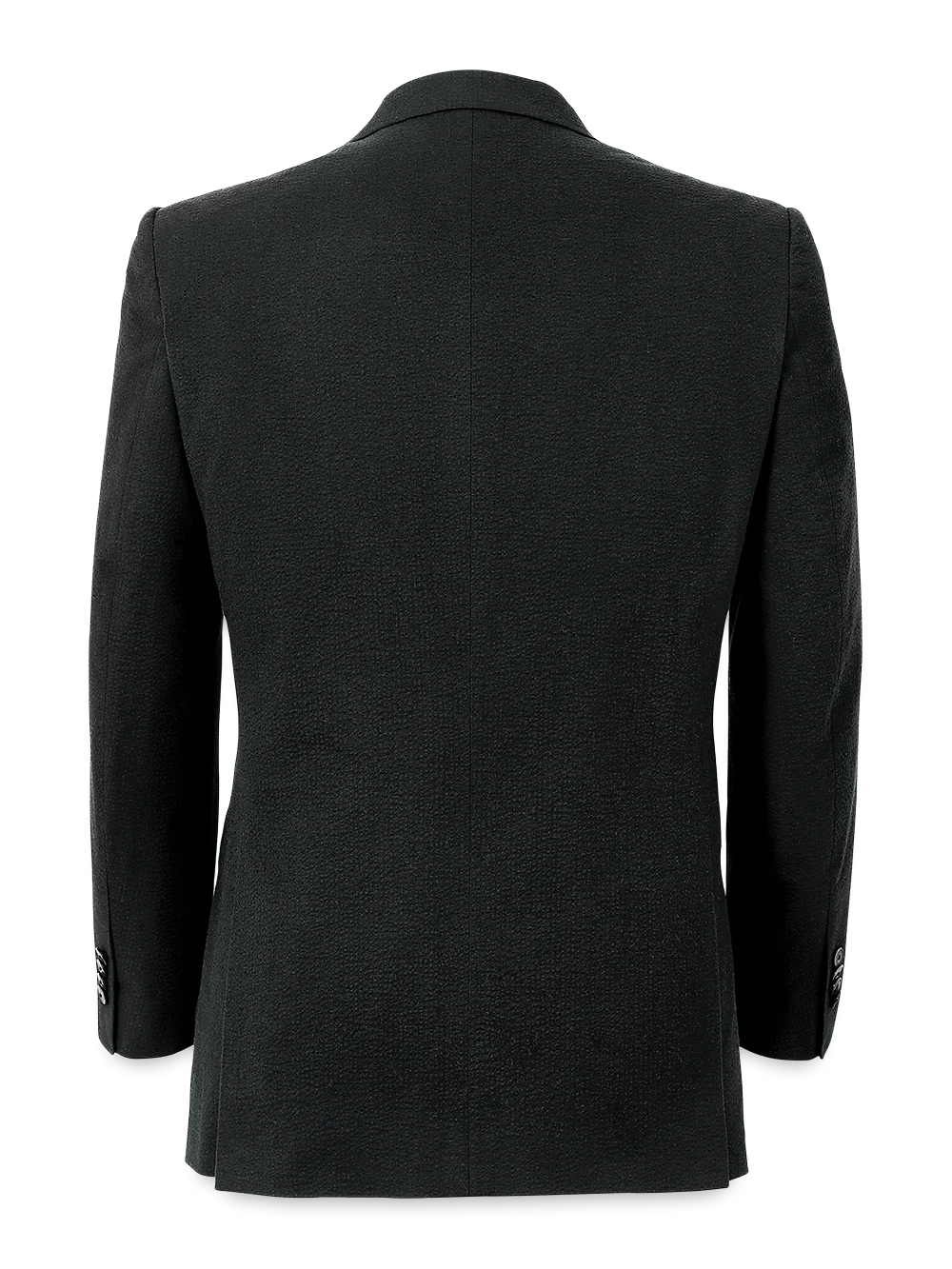 Cotton Blend Seersucker Single Breasted Notch Lapel Suit Jacket - Black