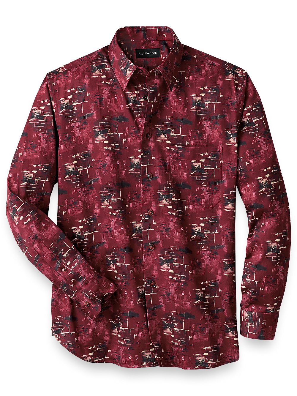 Cotton Abstract Print Casual Shirt - Burgundy