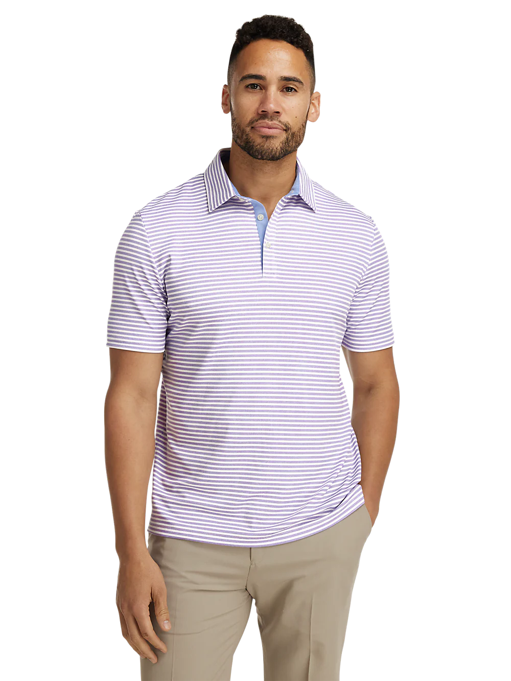 Performance Blend Three Button Polo - Purple