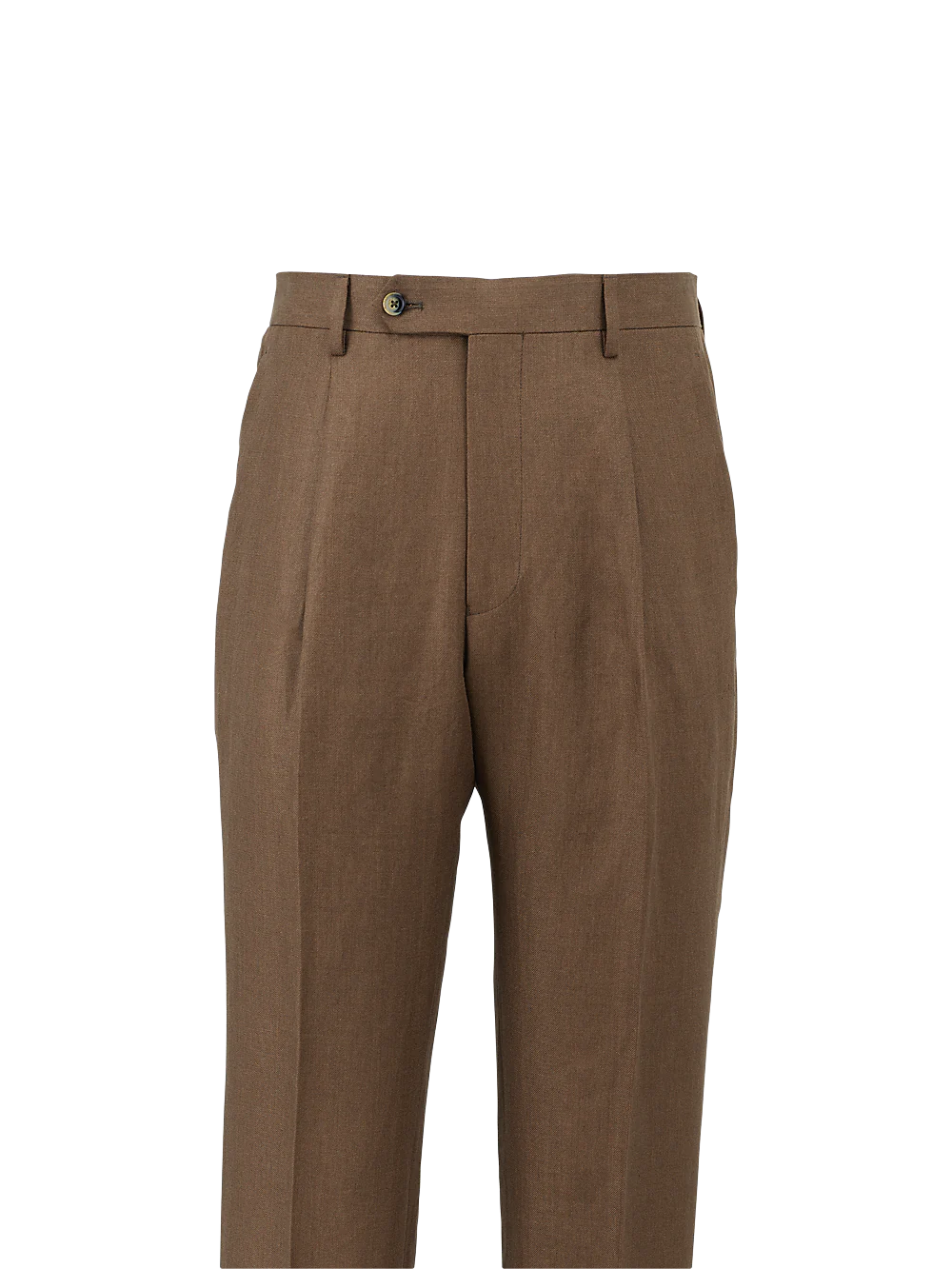 Linen Single Pleat Pants - Light Brown