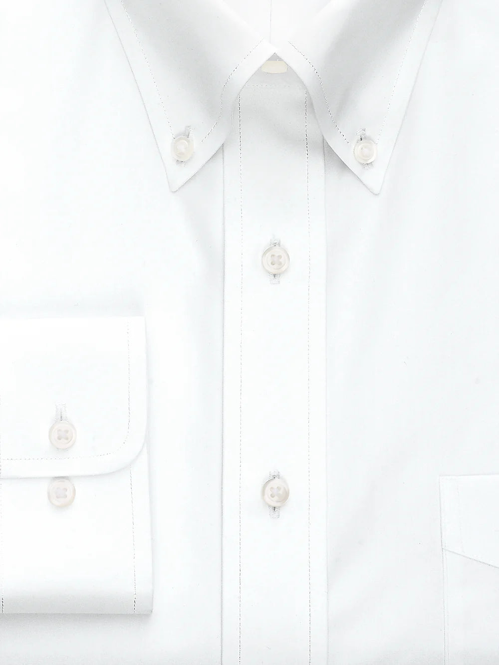 Non-Iron Cotton Broadcloth Solid Color Button Down Collar Dress Shirt - White