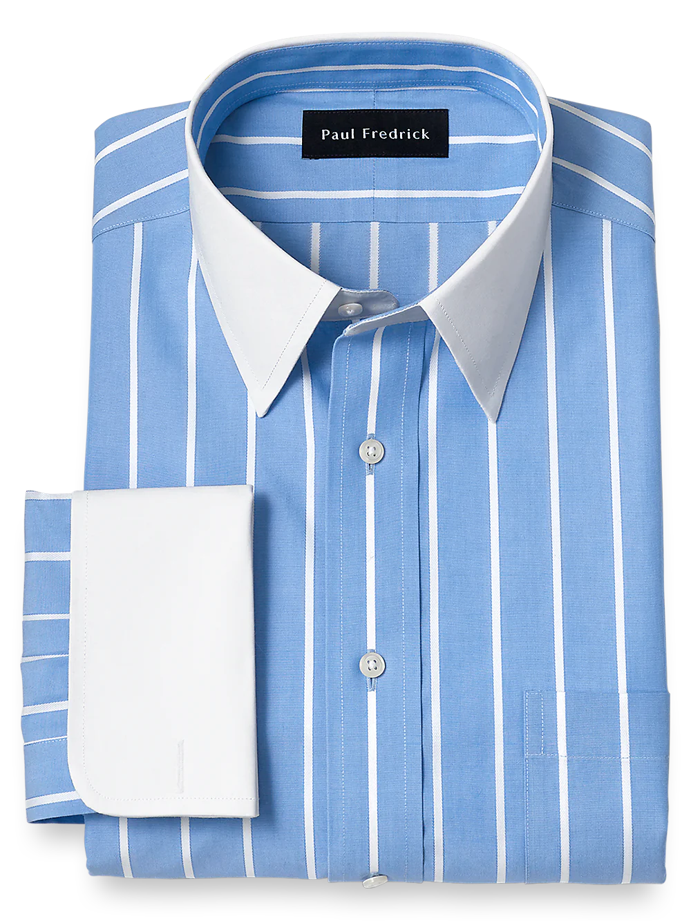 Non-Iron Cotton Stripe Dress Shirt - Blue