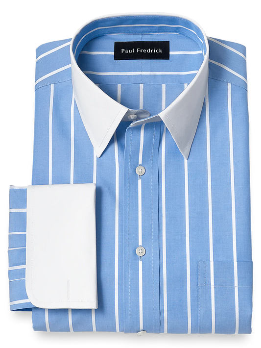 Non-Iron Cotton Stripe Dress Shirt - Blue