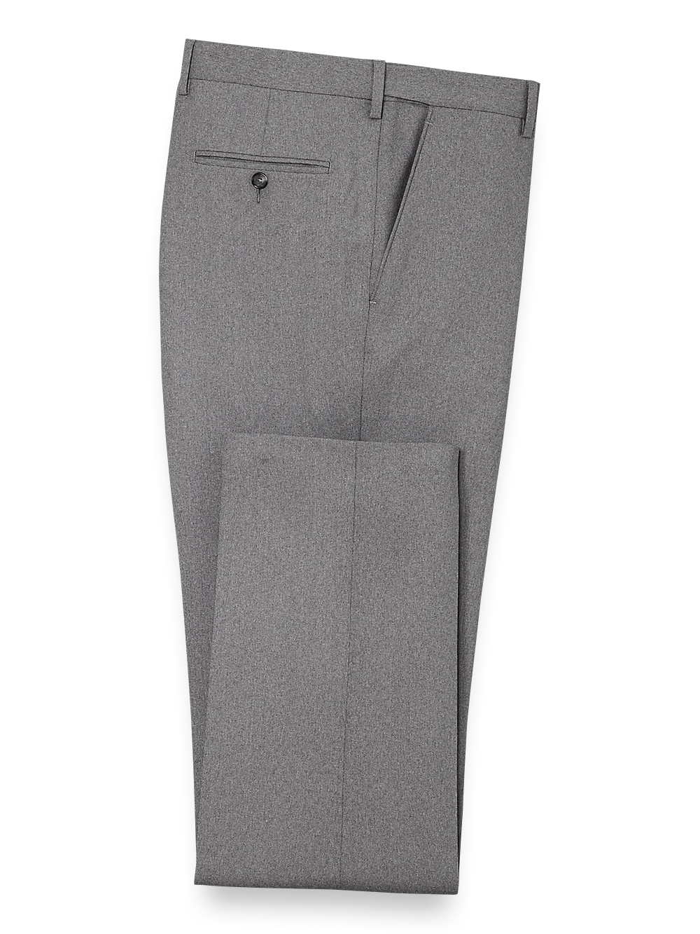 Tailored Fit Essential Wool Flat Front Pants - Grey