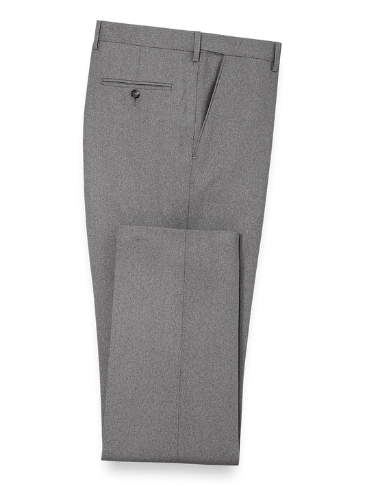 Tailored Fit Essential Wool Flat Front Pants - Grey