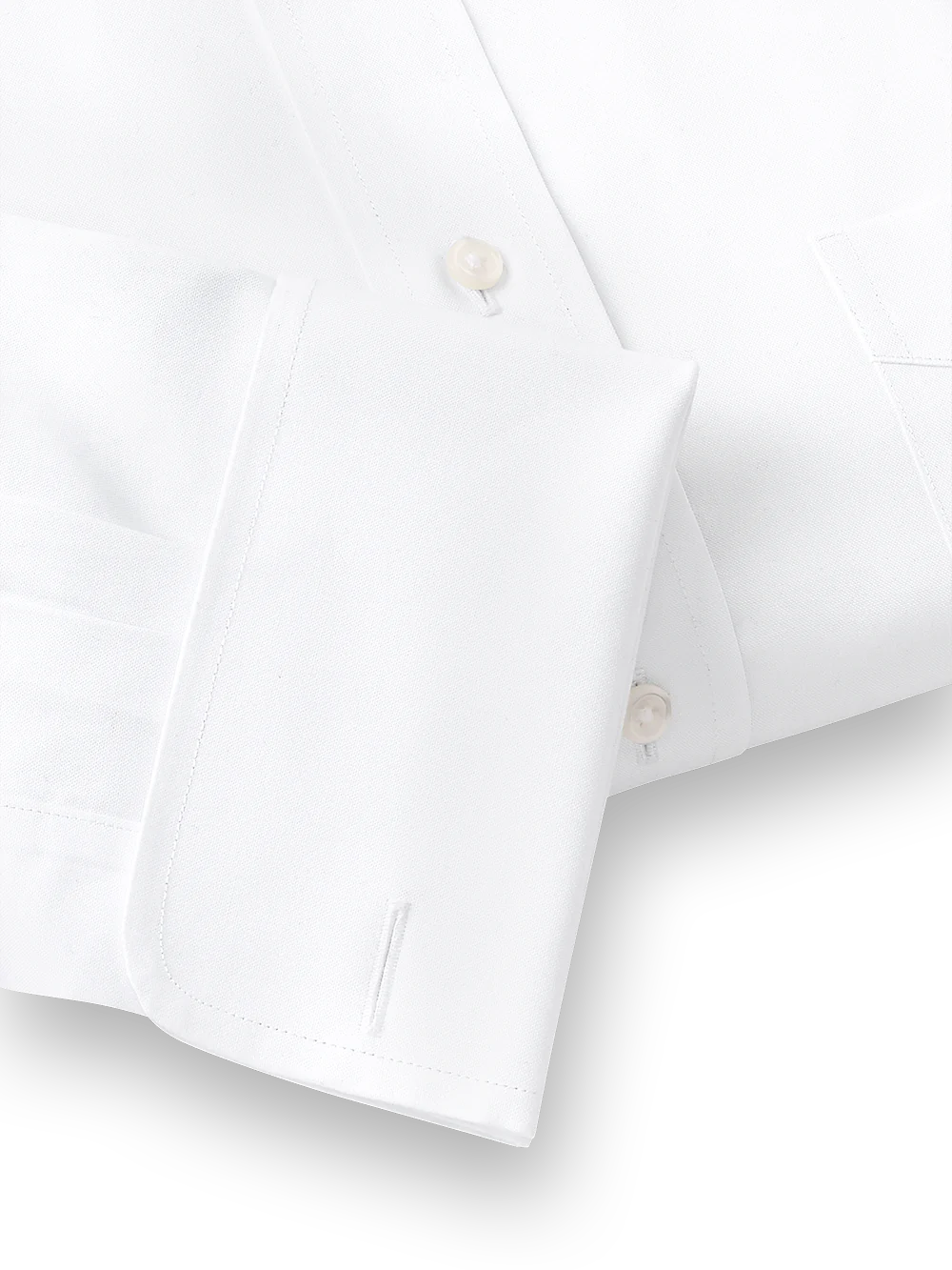 Impeccable Non-Iron Cotton Pinpoint Straight Collar French Cuff Dress Shirt - White