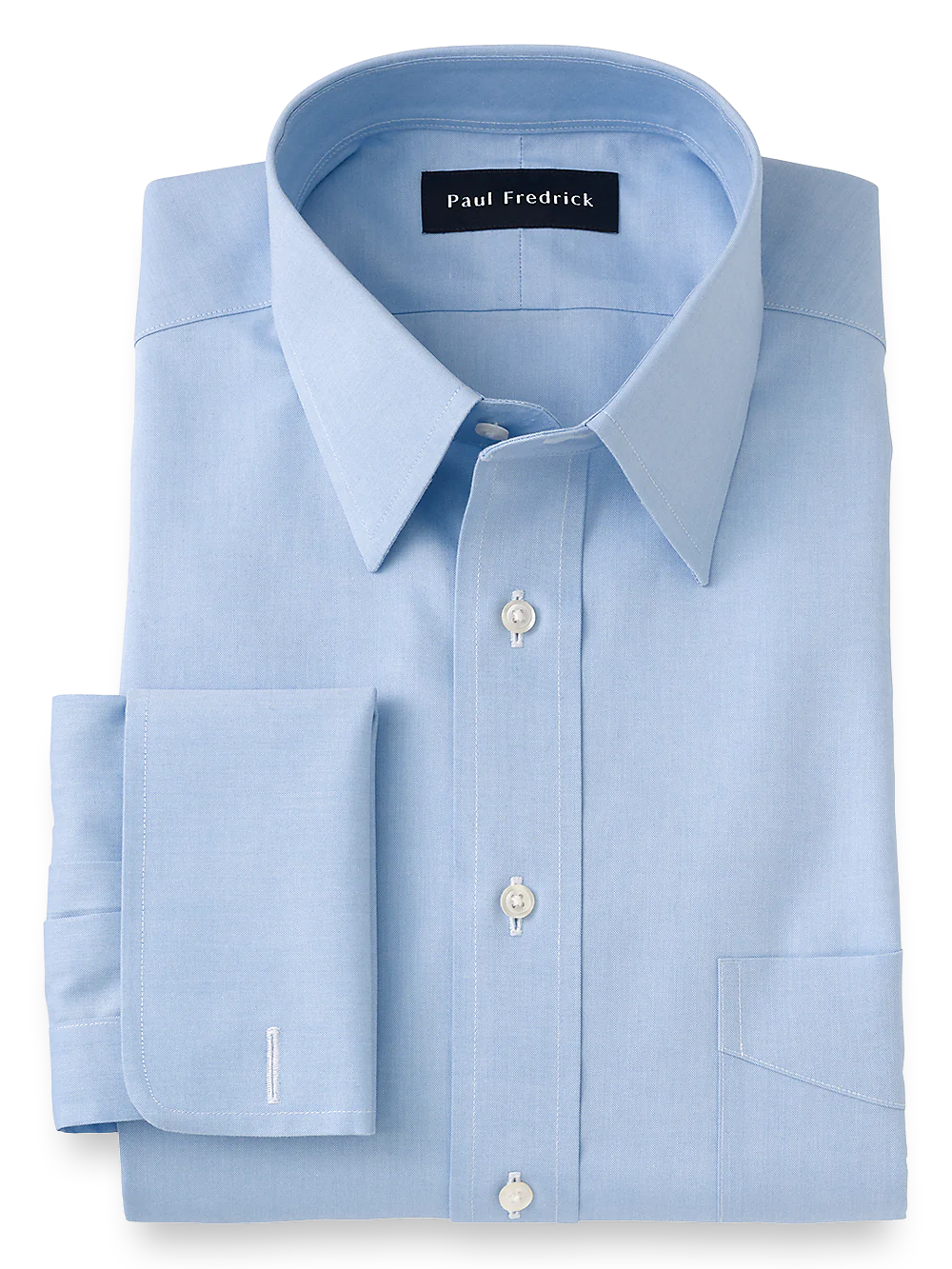 Slim Fit Impeccable Non-Iron Cotton Pinpoint Straight Collar Dress Shirt - Blue