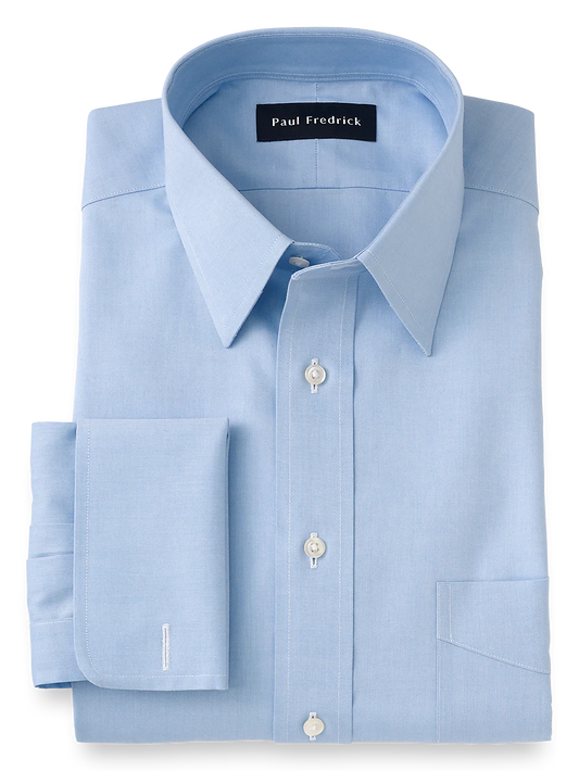 Slim Fit Impeccable Non-Iron Cotton Pinpoint Straight Collar Dress Shirt - Blue