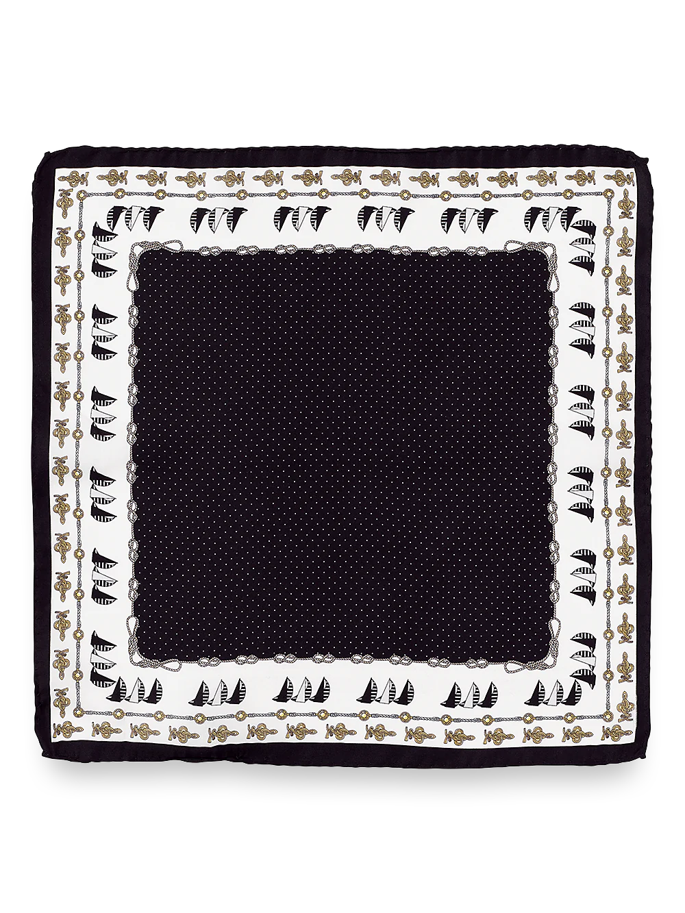 Sailboat Silk Pocket Square - Black/white