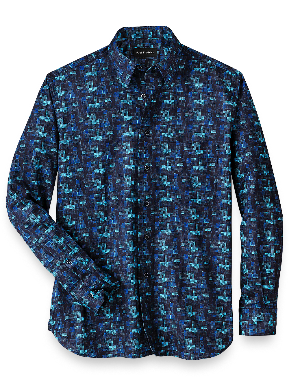 Cotton Abstract Print Casual Shirt - Blue