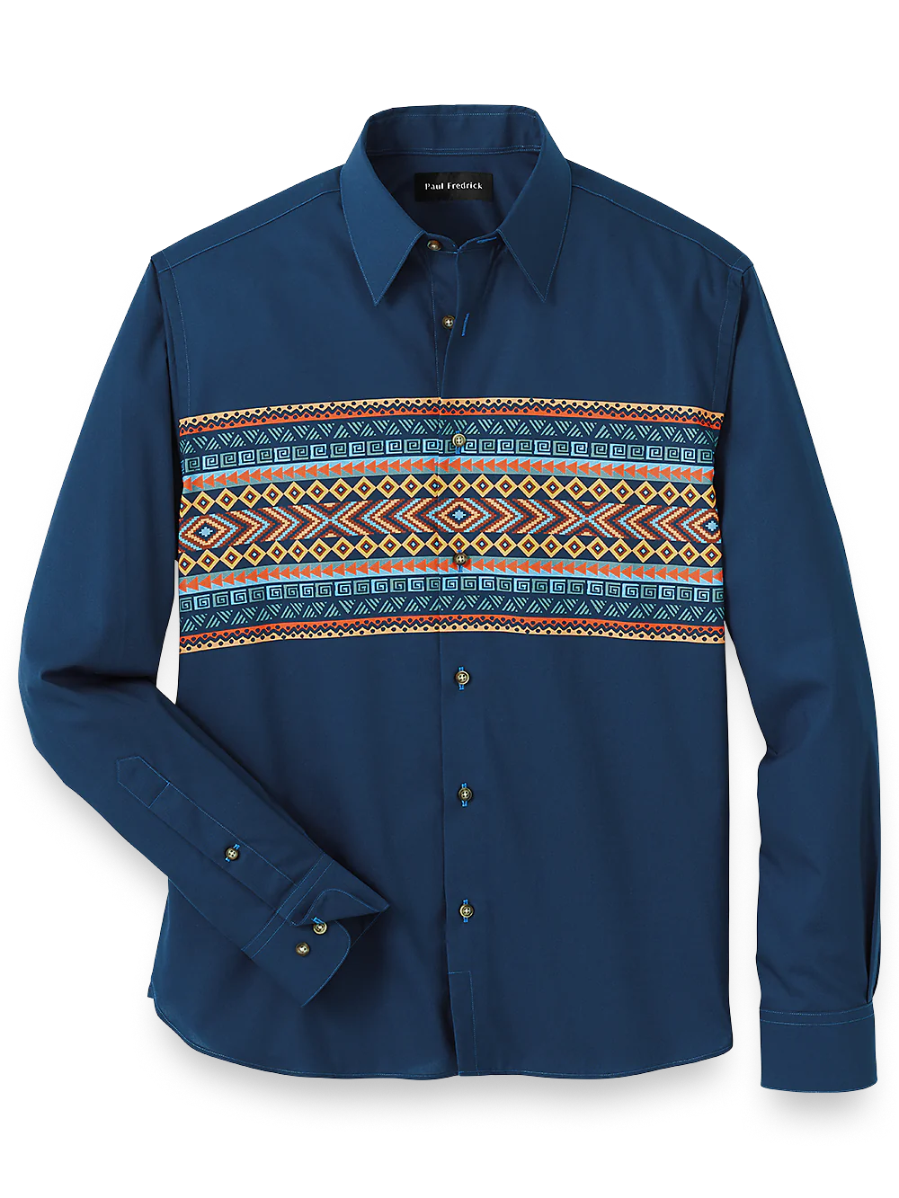 Cotton Stripe Print Casual Shirt - Navy