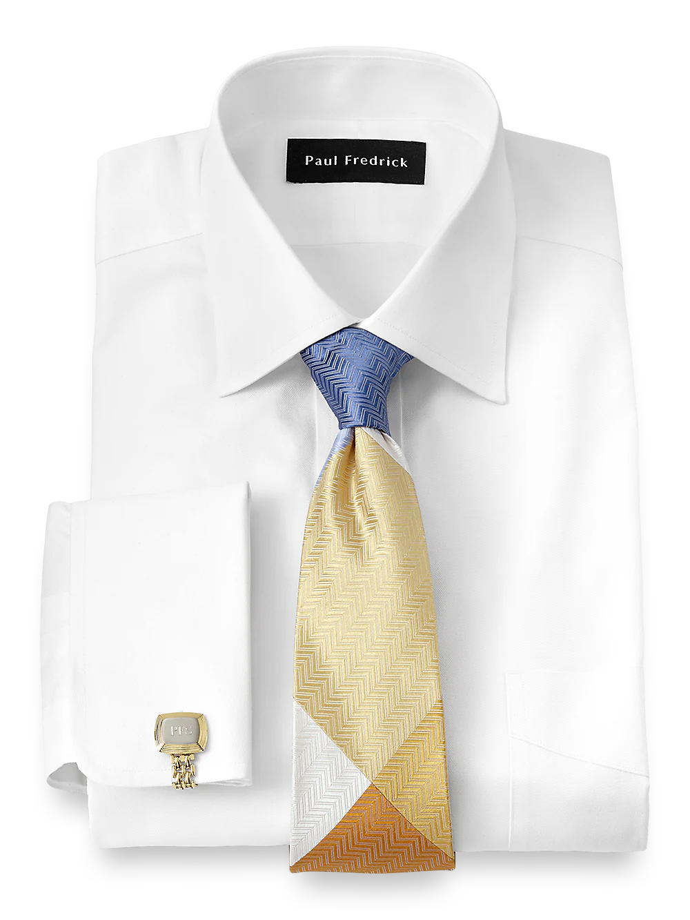 Superfine Egyptian Cotton Solid Color Spread Collar French Cuff Dress Shirt - White