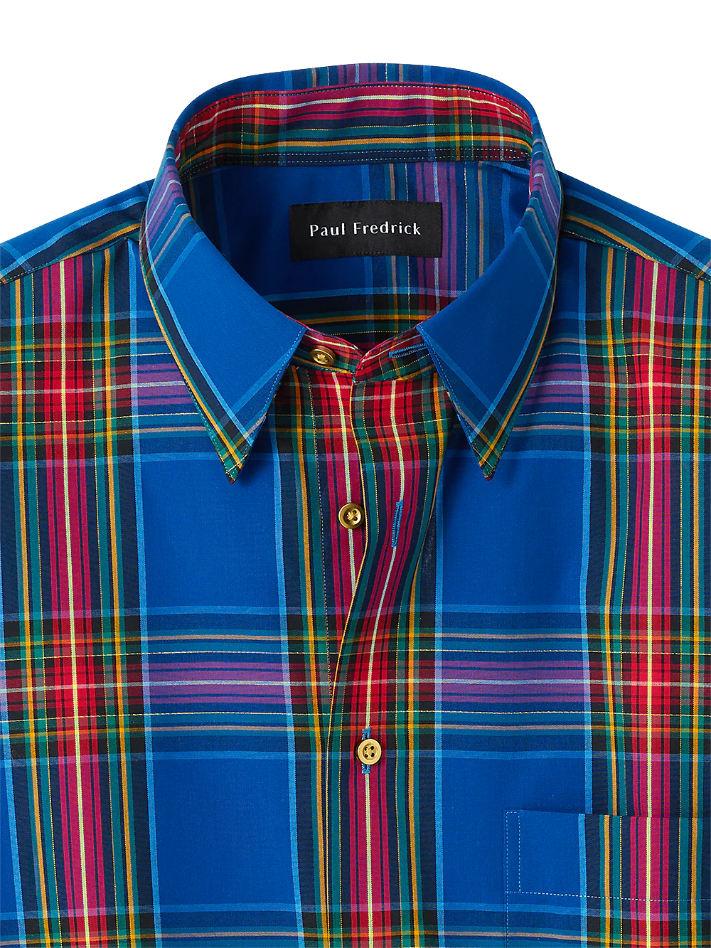 Cotton Blend Tartan Plaid Casual Shirt - Navy