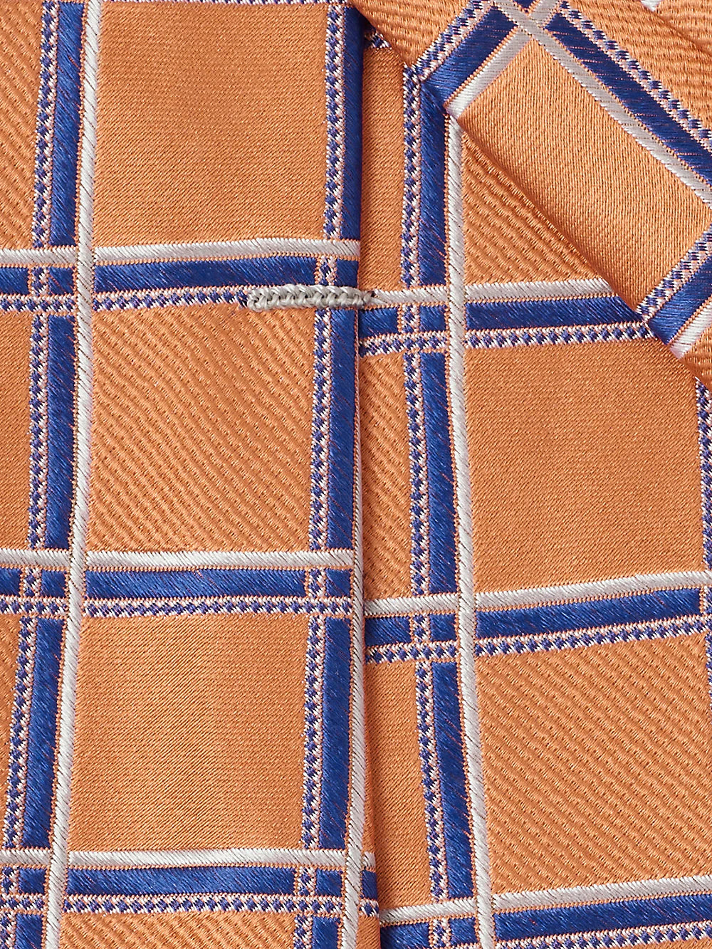 Windowpane Woven Silk Tie - Melon/blue