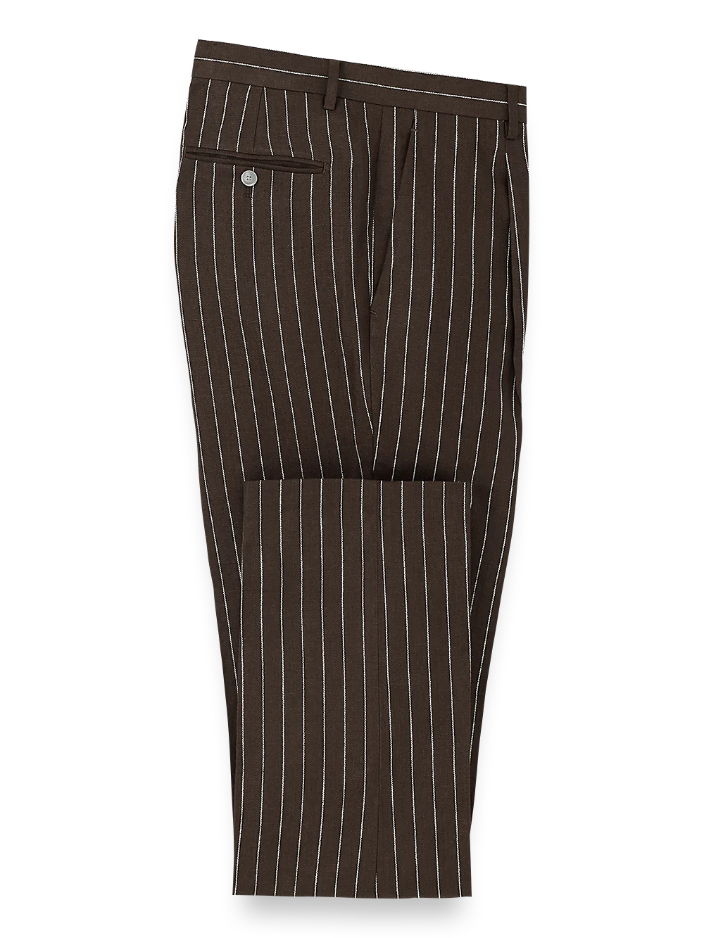 Linen Pinstripe Double Breasted Peak Lapel Suit - Dark Brown