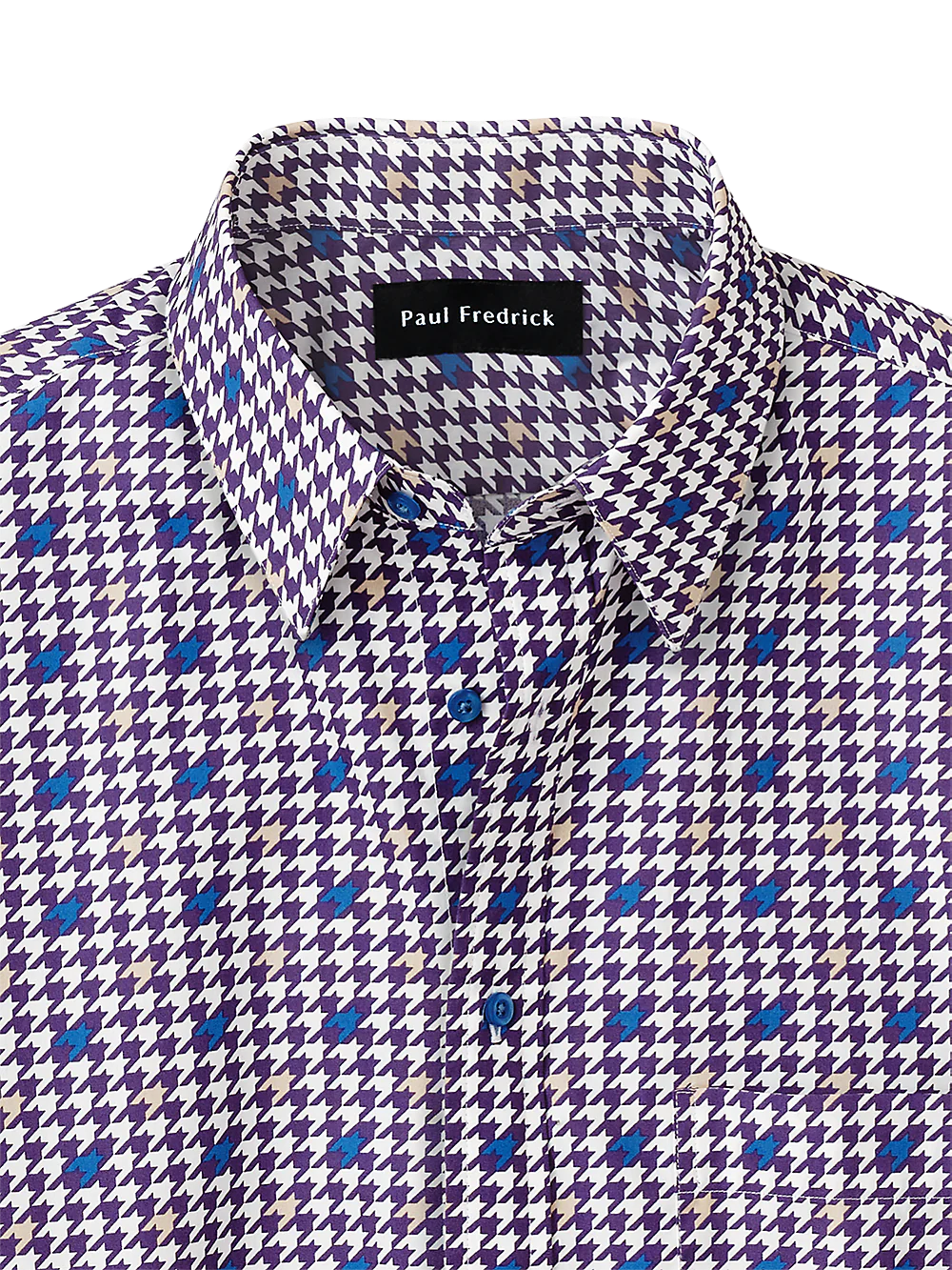 Cotton Houndstooth Print Casual Shirt - Purple