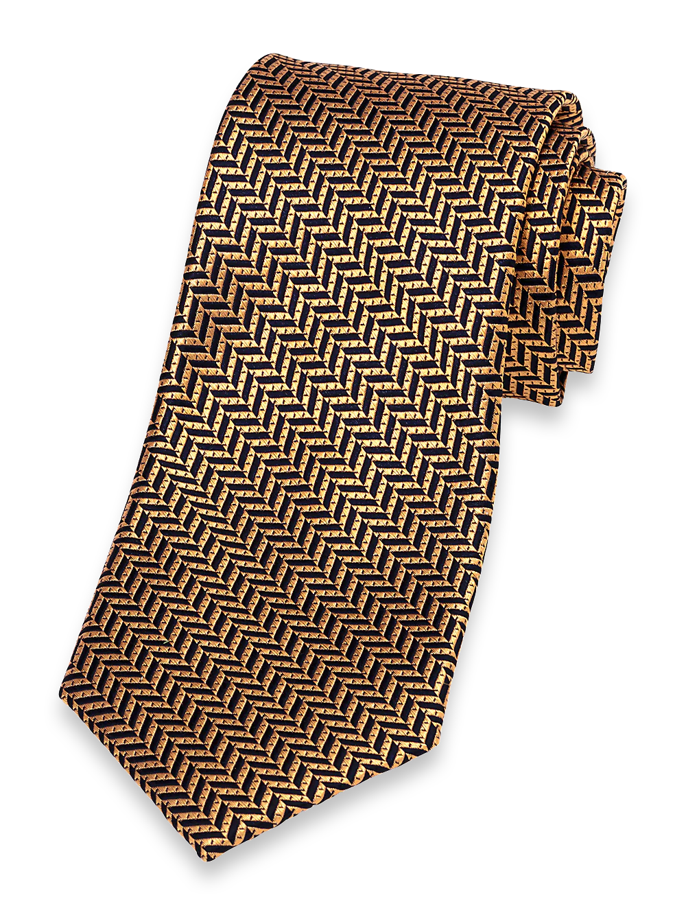 Herringbone Woven Silk Tie - Gold