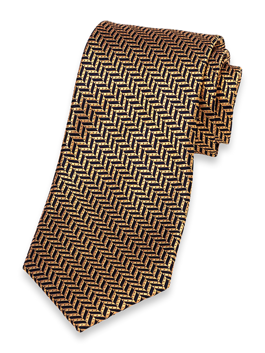 Herringbone Woven Silk Tie - Gold