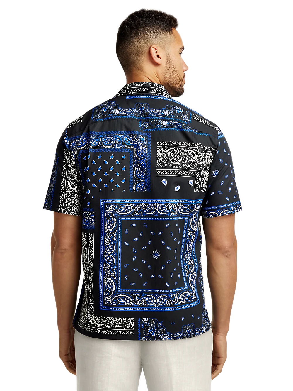 Cotton Paisley Print Casual Shirt - Black