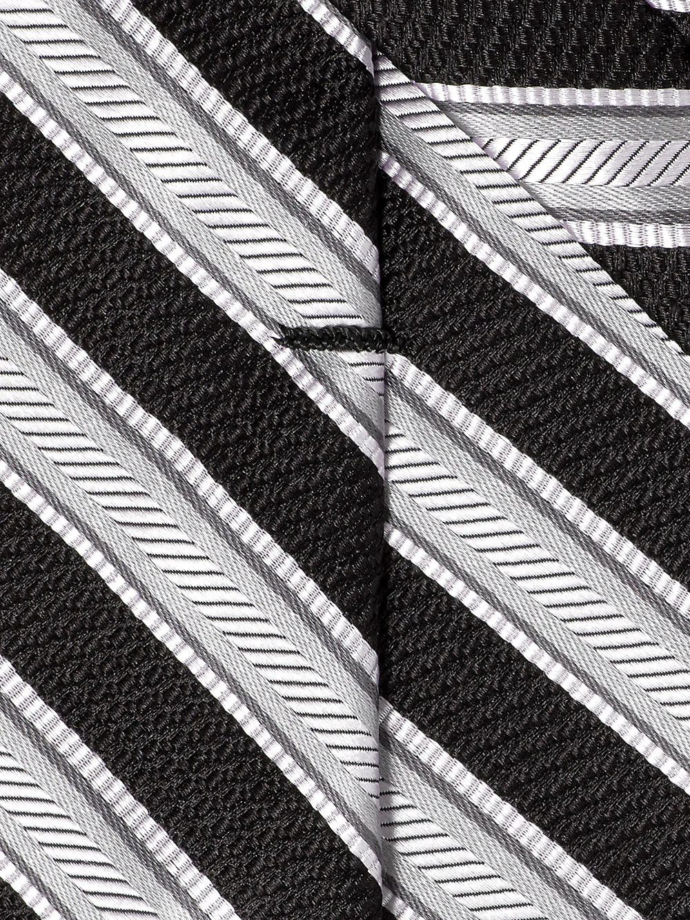 Stripe Woven Silk Tie - Black/silver