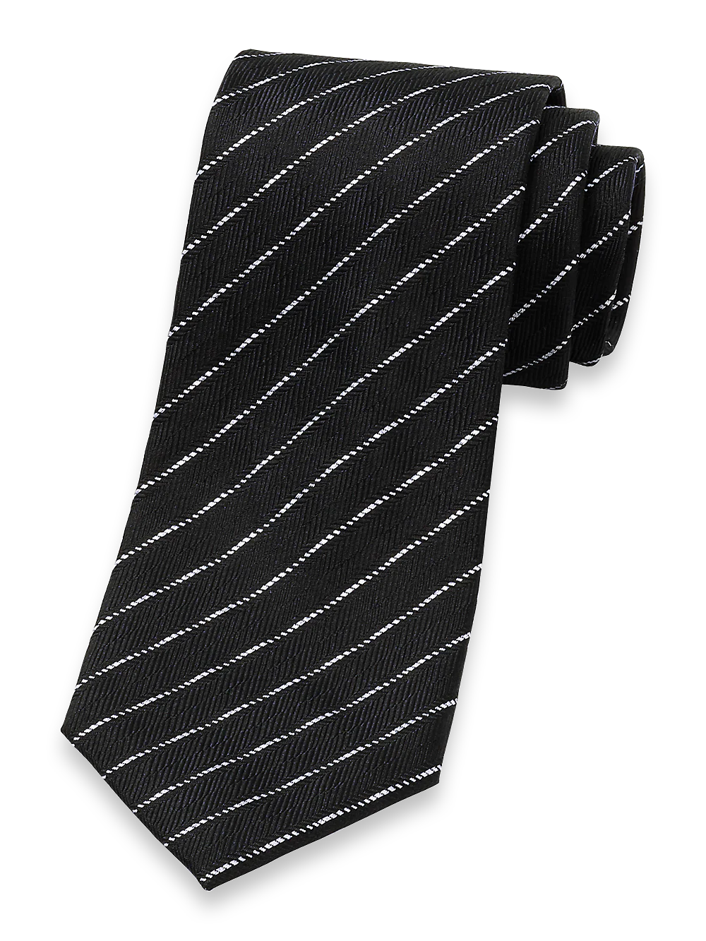 Stripe Woven Silk Blend Tie - Black