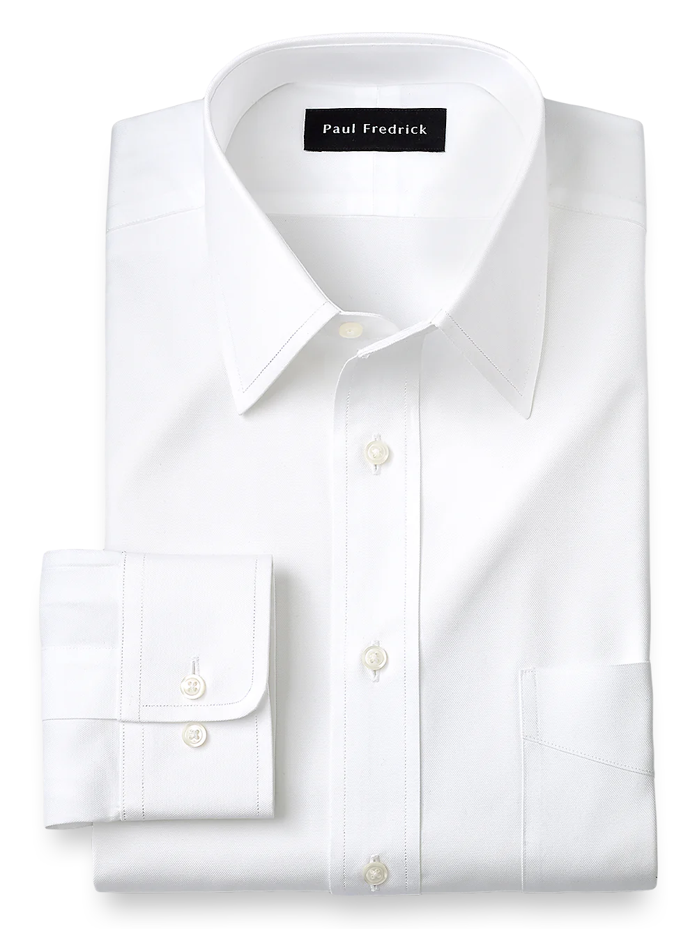 Slim Fit Superfine Egyptian Cotton Solid Color Straight Collar Dress Shirt - White