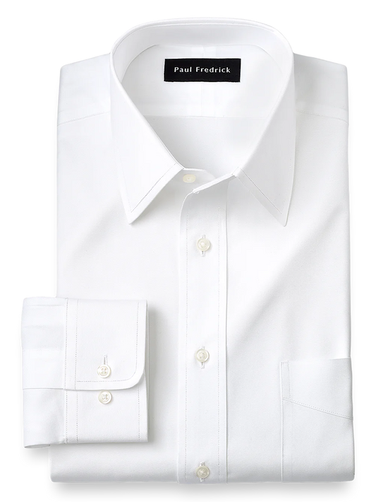 Slim Fit Superfine Egyptian Cotton Solid Color Straight Collar Dress Shirt - White