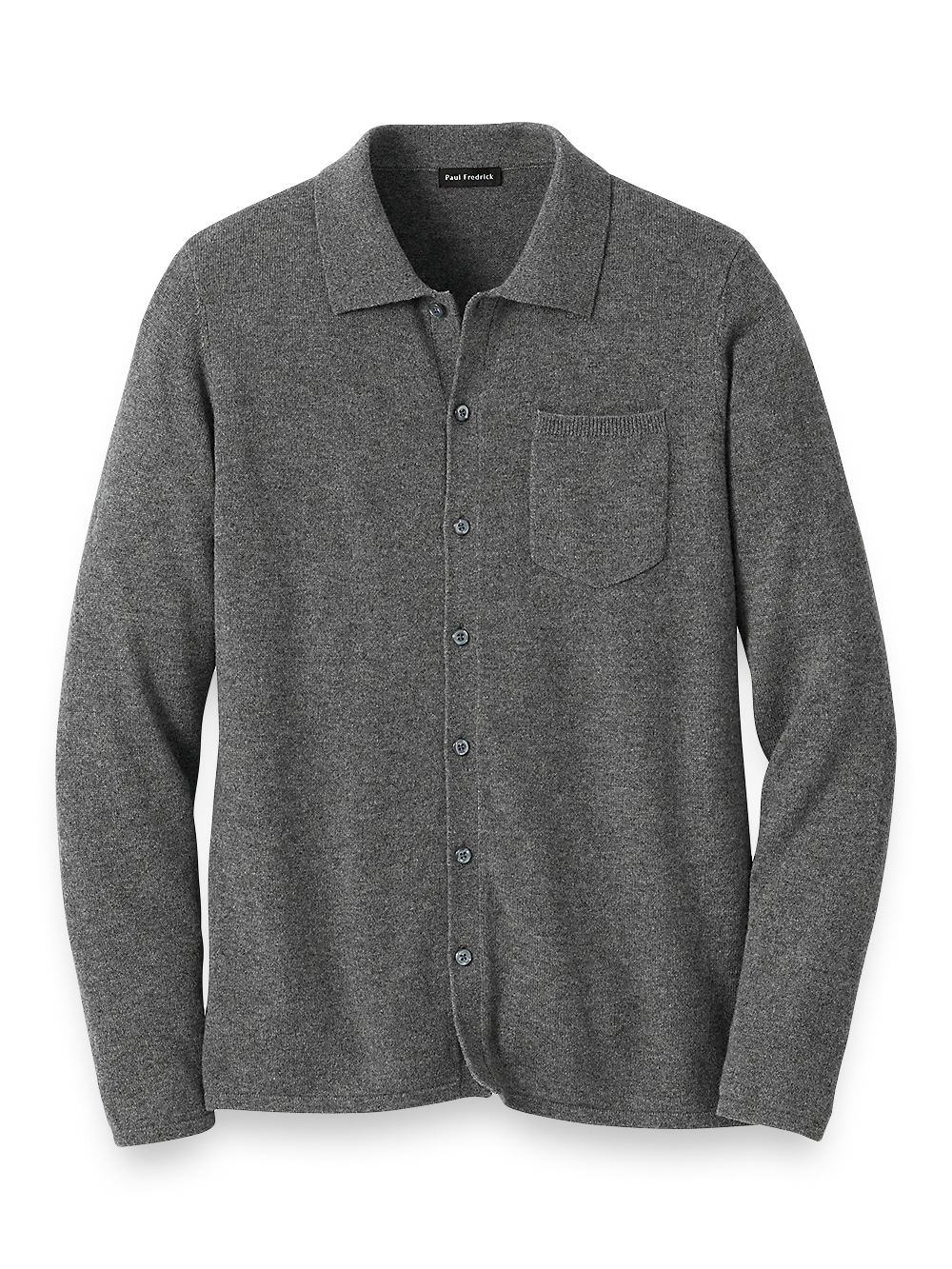 Cashmere Button Front Polo - Grey