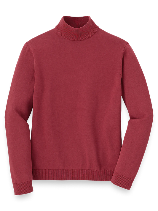 Supima Cotton Mock Neck Sweater - Burgundy