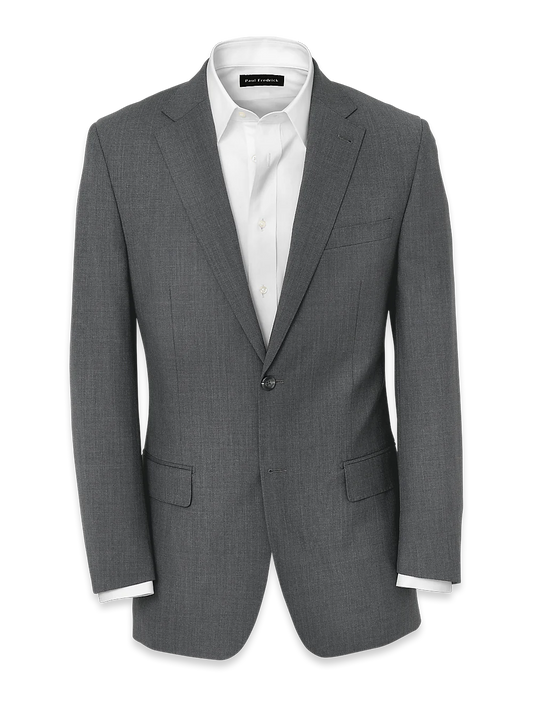 Wool Stretch Bengaline Notch Lapel Suit Jacket - Grey