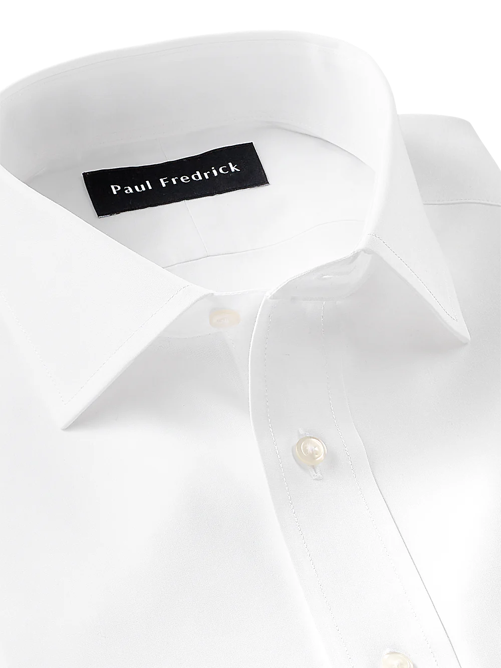 Supima Non-Iron Cotton Solid Color Spread Collar Dress Shirt - White