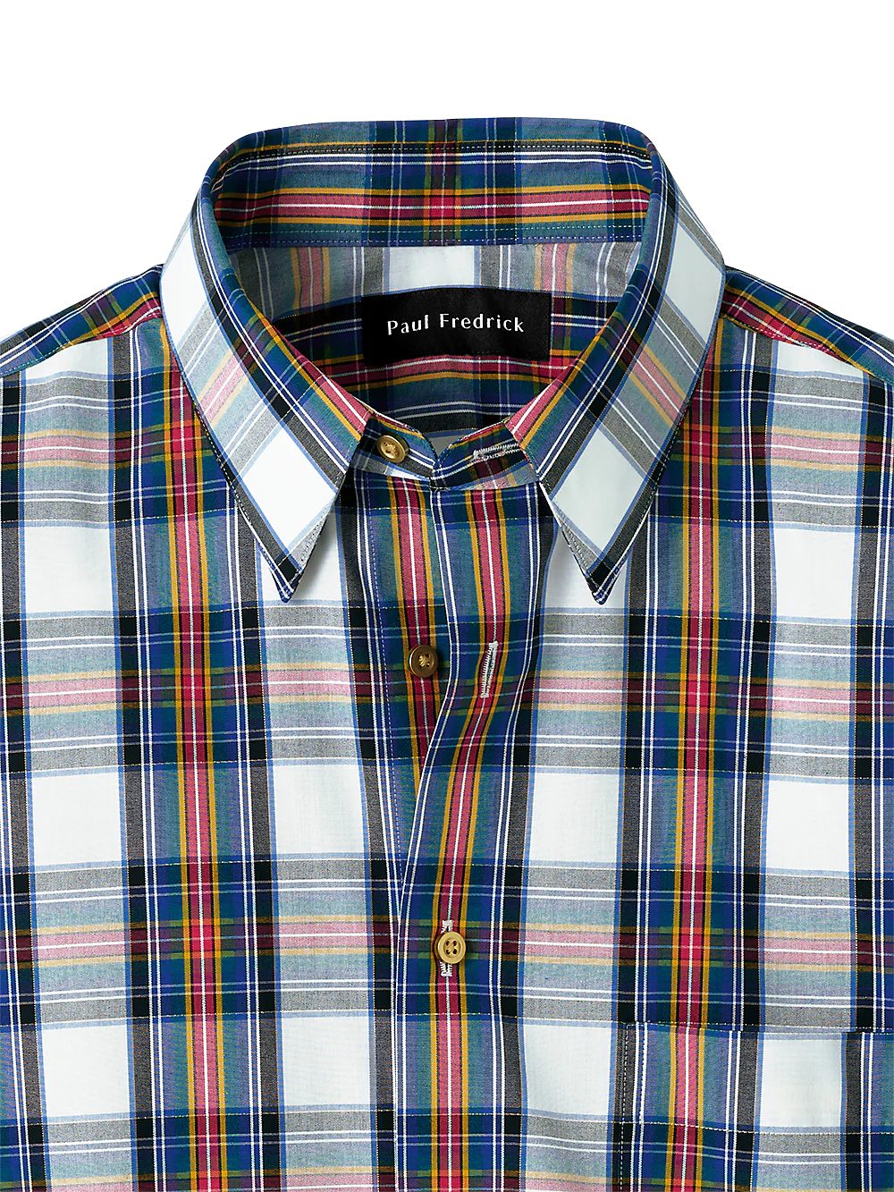 Cotton Blend Tartan Plaid Casual Shirt - White Multi