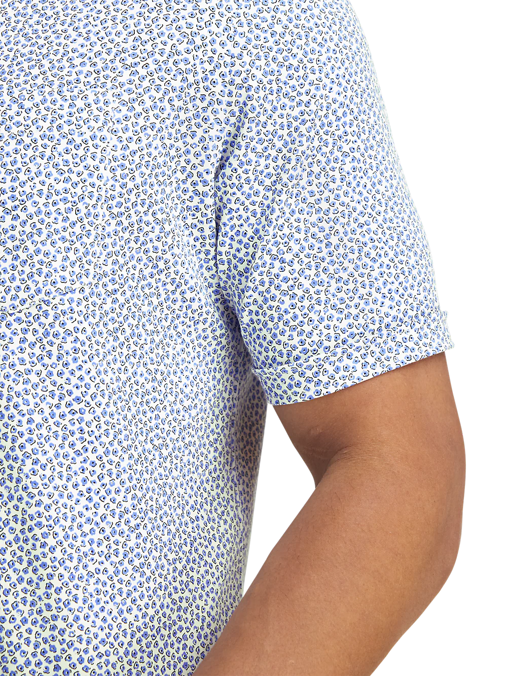 Cotton Button Front Polo - Light Blue/white