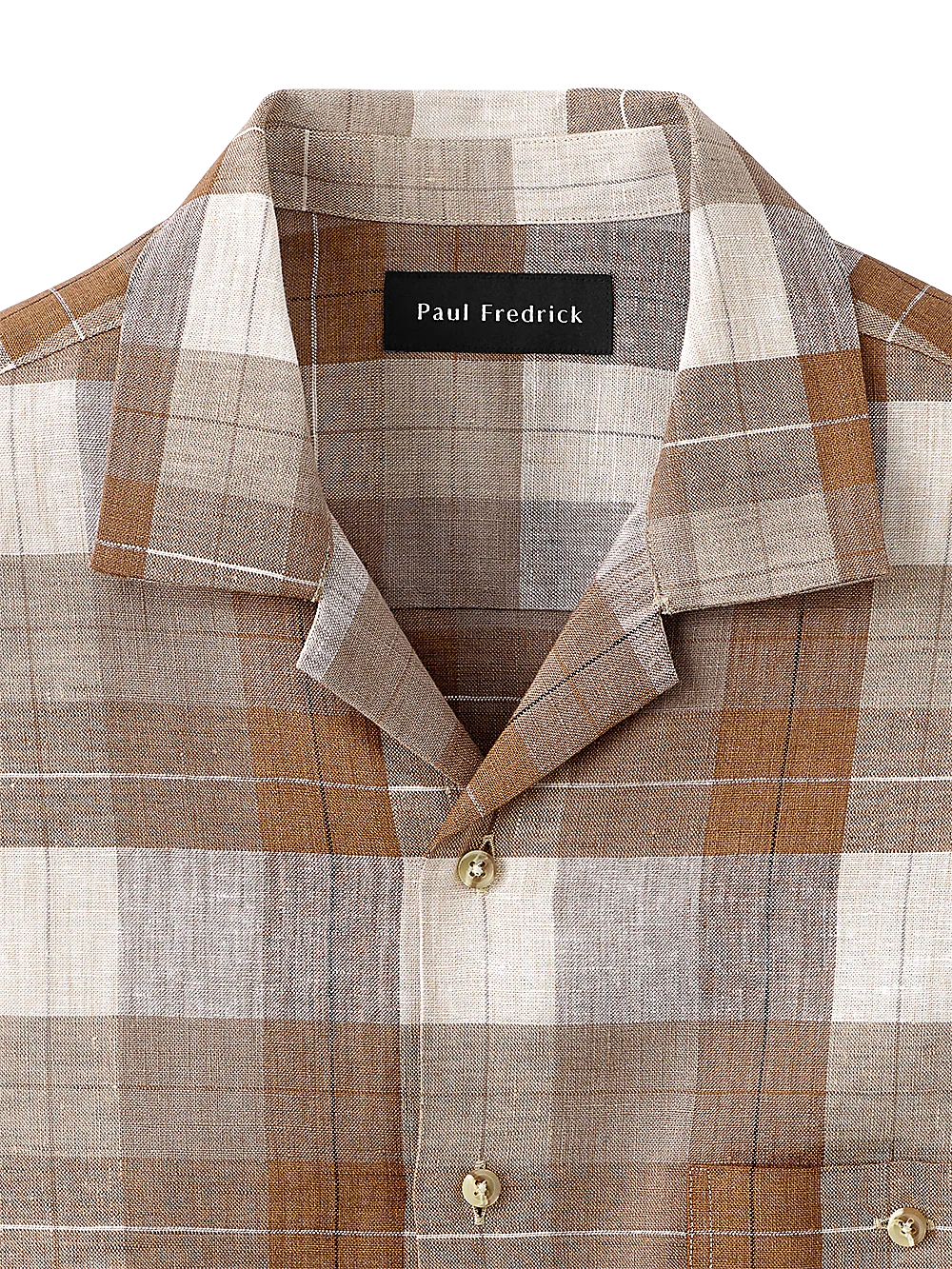 Linen Plaid Casual Shirt - Brown