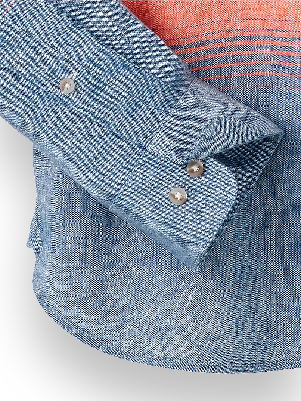 Linen Horizontal Stripe Casual Shirt - Orange/blue