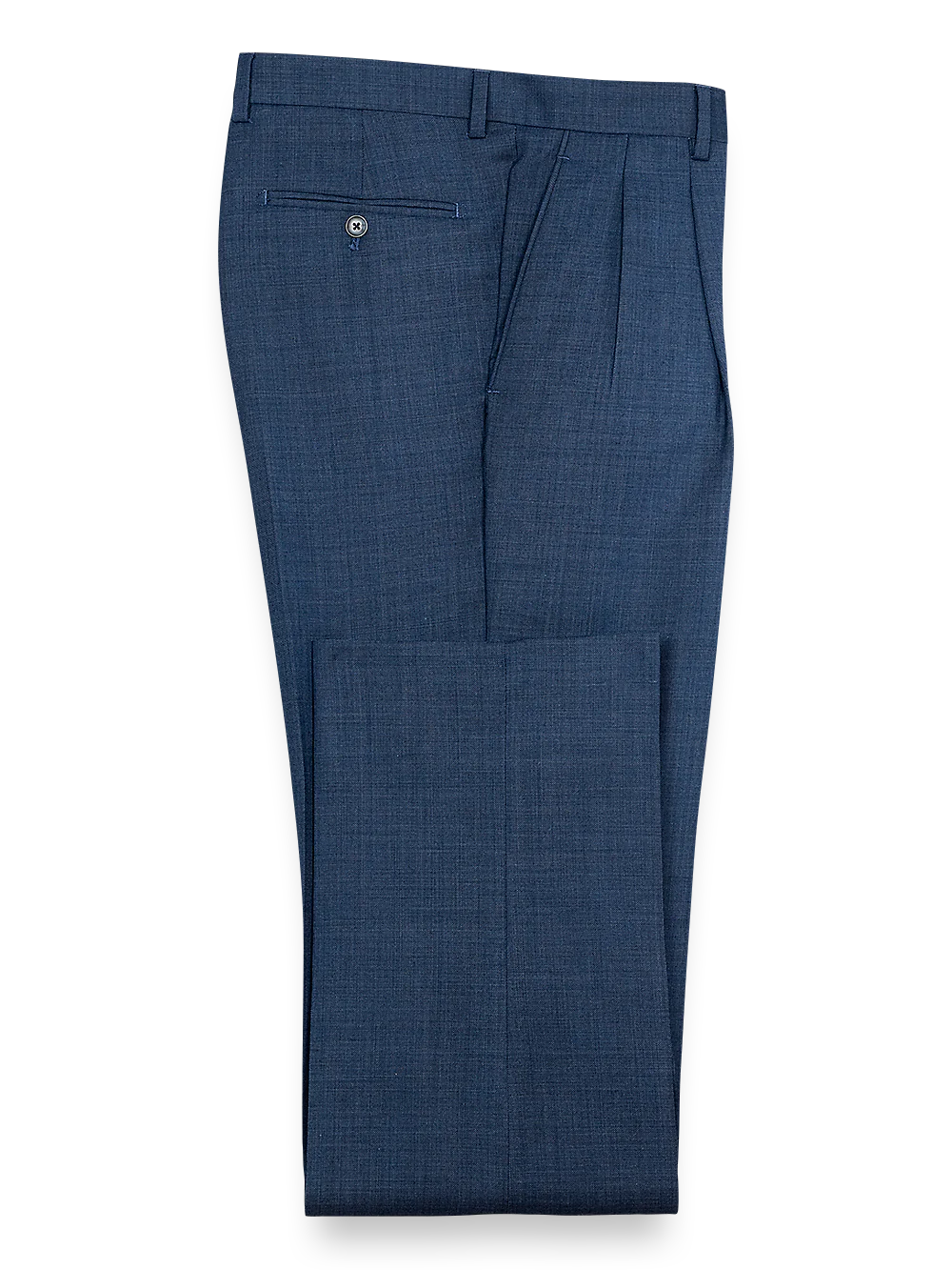 Sharkskin Pleated Pants - Navy