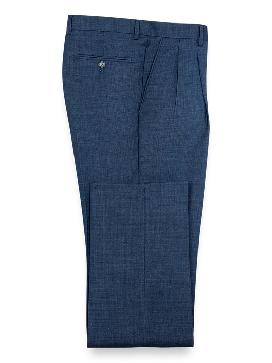 Sharkskin Pleated Pants - Navy