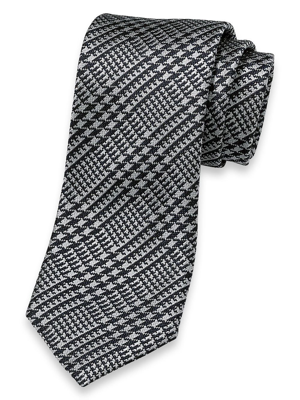 Plaid Woven Silk Tie - Grey