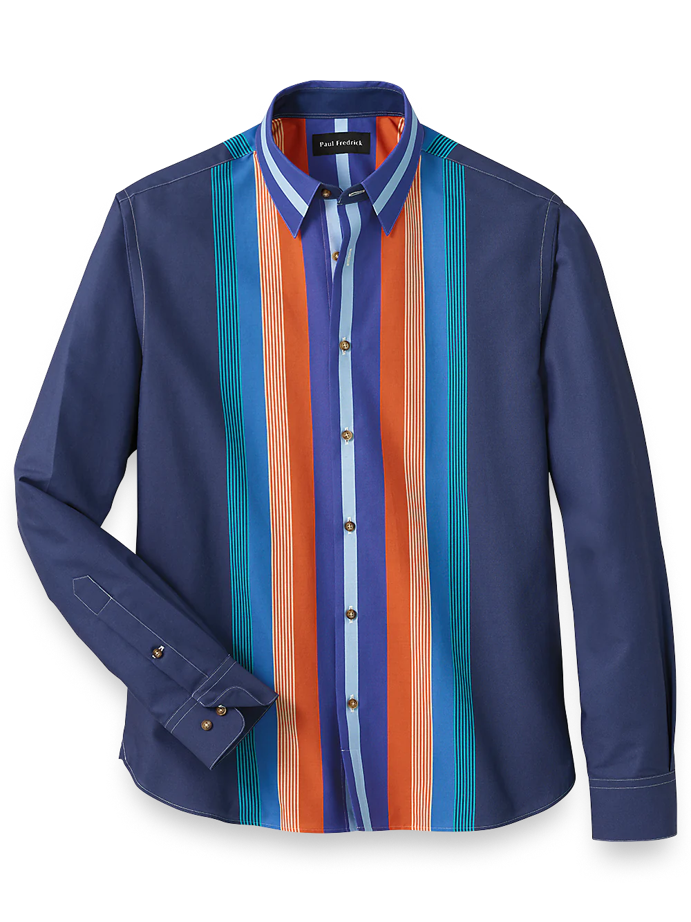 Cotton Multi Stripe Print Casual Shirt - Navy