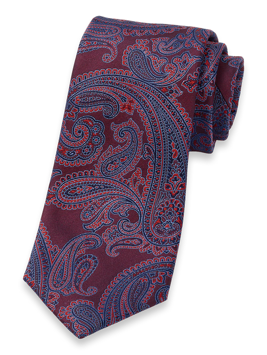 Paisley Woven Silk Tie - Red